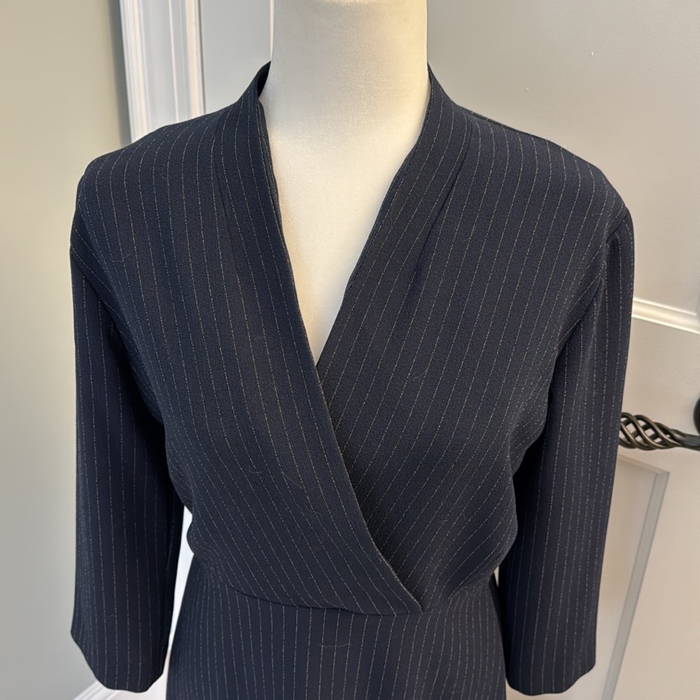 Smart MM Lafleur wrap style dress - pinstripe and tailored look for business - Picture 2 of 4